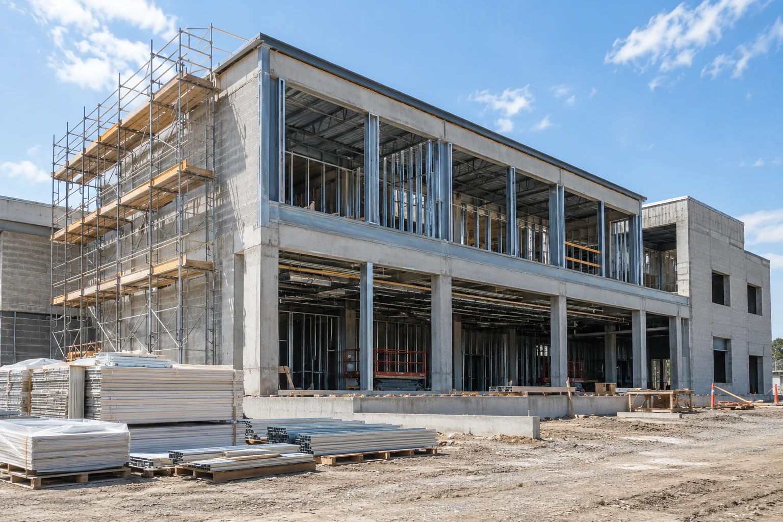 A commercial construction setting illustrating industry context