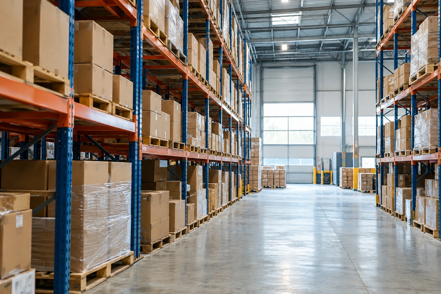 An orderly warehouse aisle and operating environment